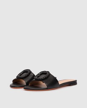 Santoni Black leather flip-flops WHPF72081HA1NWKE