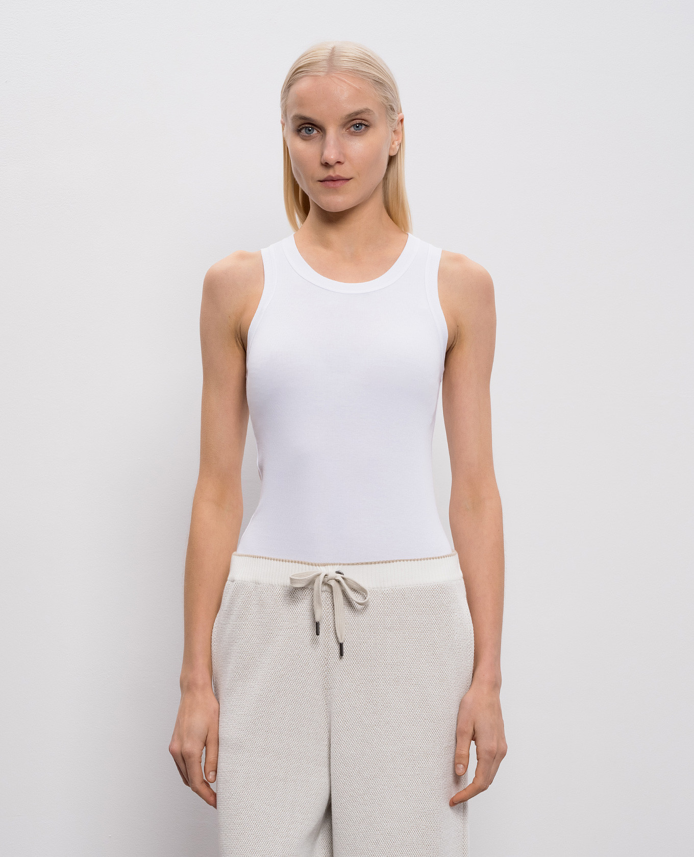 

White ribbed top with monil chain Brunello Cucinelli