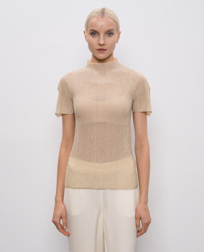 Momoni Beige MIRADA top with lurex MOKN031MO37
