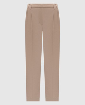 Brunello Cucinelli Beige cotton pants with monil chain MP126P8308