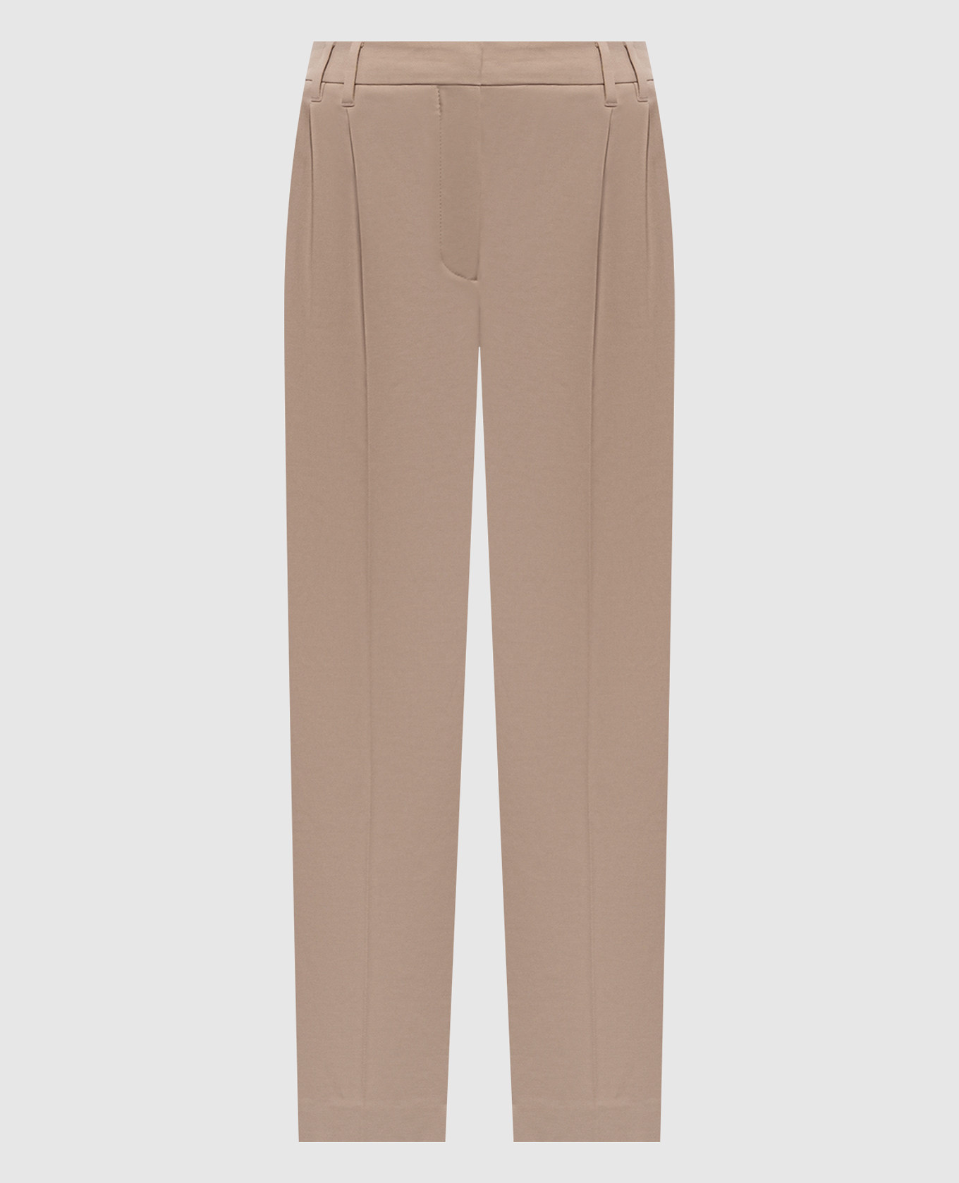 Beige cotton pants with monil chain