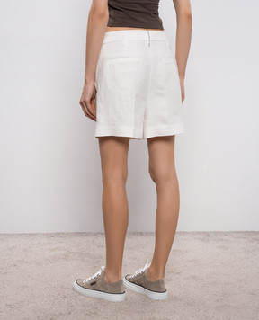 Brunello Cucinelli White linen shorts with chain MH527P8923