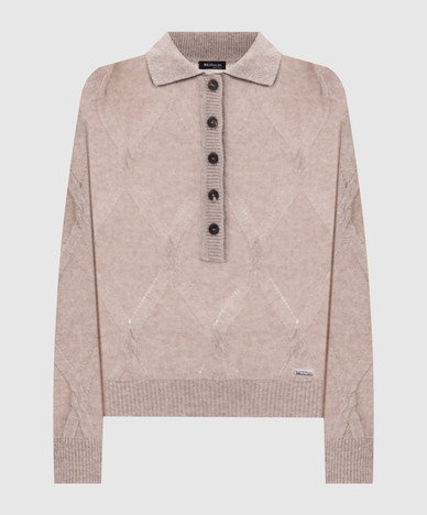 Beige kasjmier en zijden trui