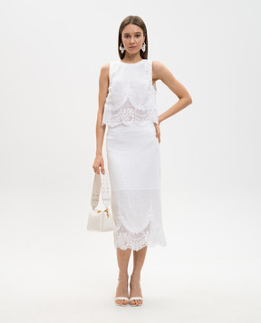Twinset White linen top with lace 261TT2182