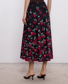 Twinset Black printed midi skirt 261TT2594