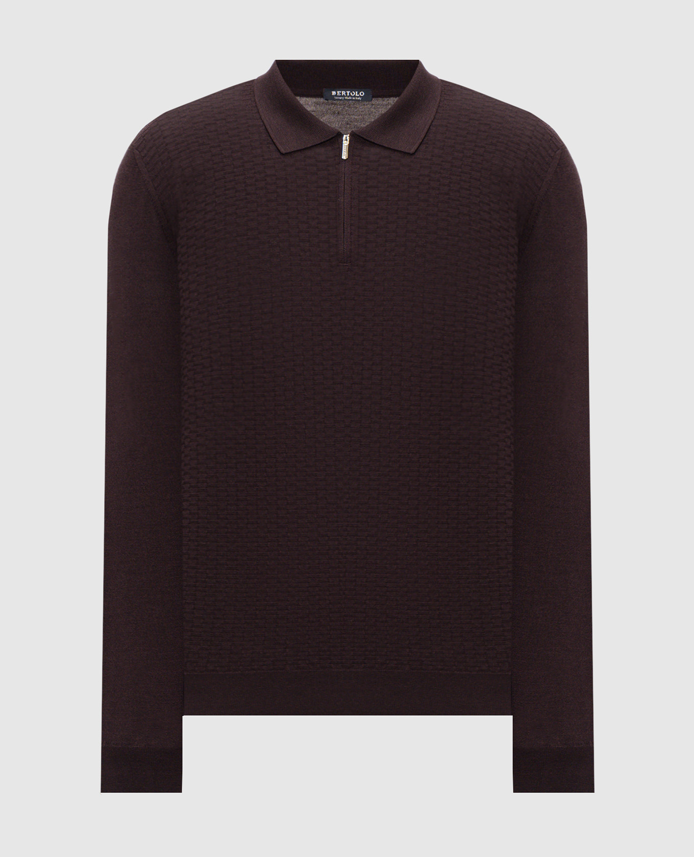 Purple wool and silk polo with zipper