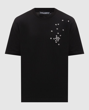 Dolce&Gabbana Black T-shirt with DG appliqués G8PN9TG7Q0Y