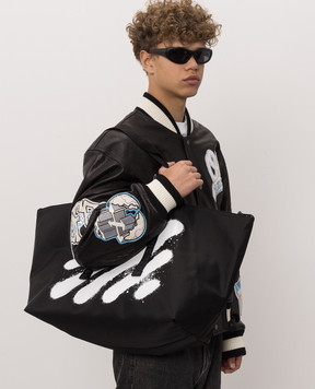 Off-White Black Diag Spray Print Tote Bag OWMNA05F26FB01