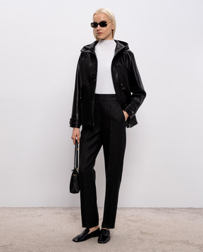Babe Pay Pls Black leather jacket with hood 2116AMAZON