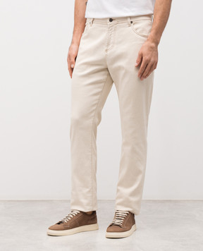 Brett Johnson Beige jeans with logo patch SS26P15DFLEECR