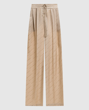 Jacob Lee Beige patterned silk pants WSP0076SS25GS