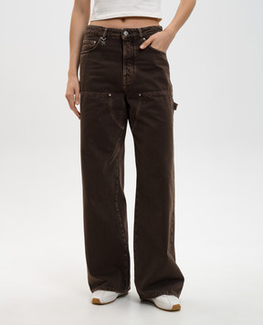 AMIRI CARPENTER brown jeans with logo patch AWBMJE1002