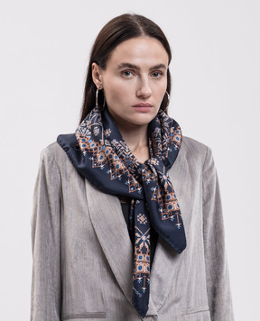 Momoni Blue Nipponia silk scarf MOSC00186MO