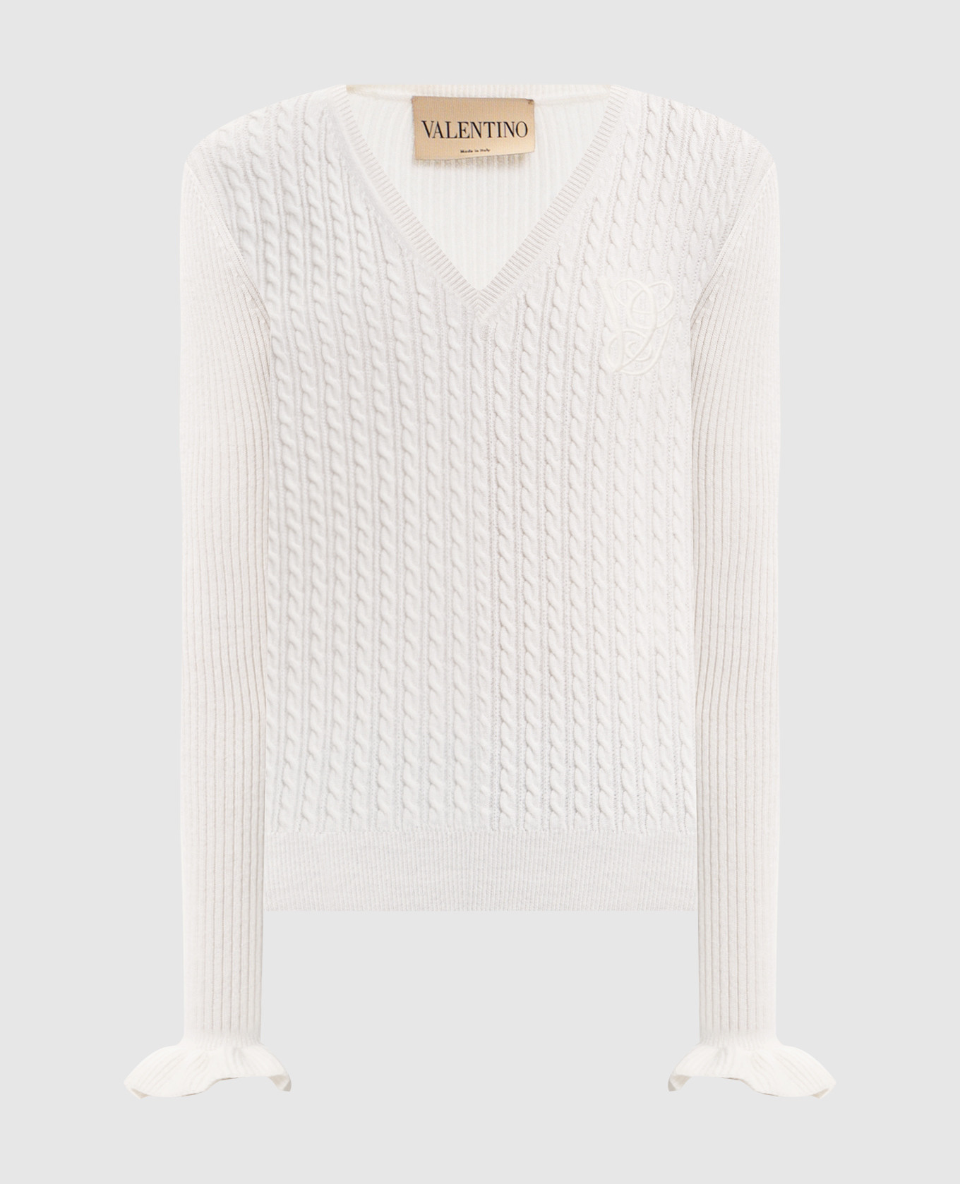 

White cashmere pullover with logo embroidery Valentino
