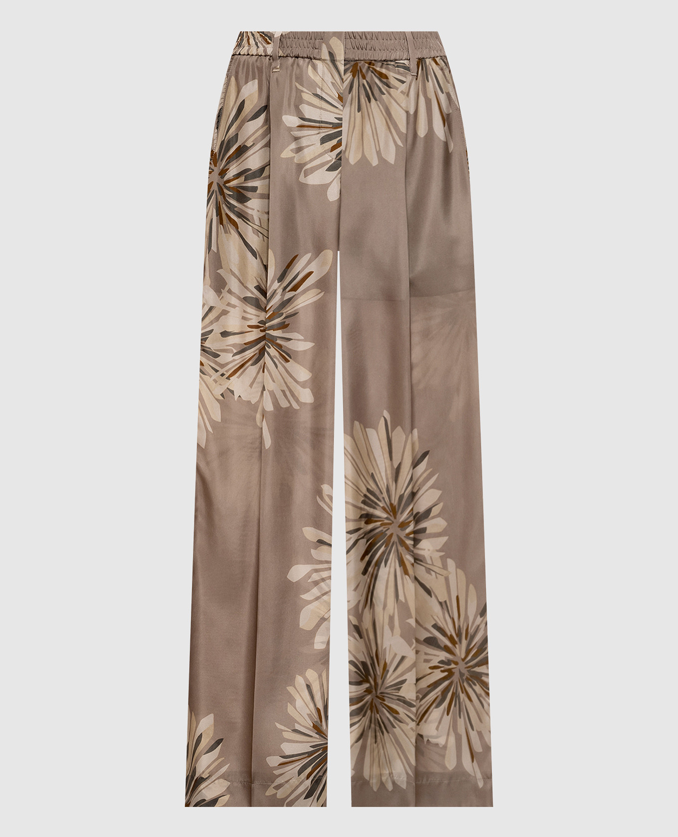 

Khaki floral silk pants Brunello Cucinelli