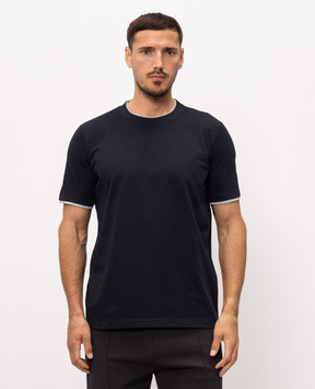 Peserico Blue t-shirt with logo print R55044J0Q402358