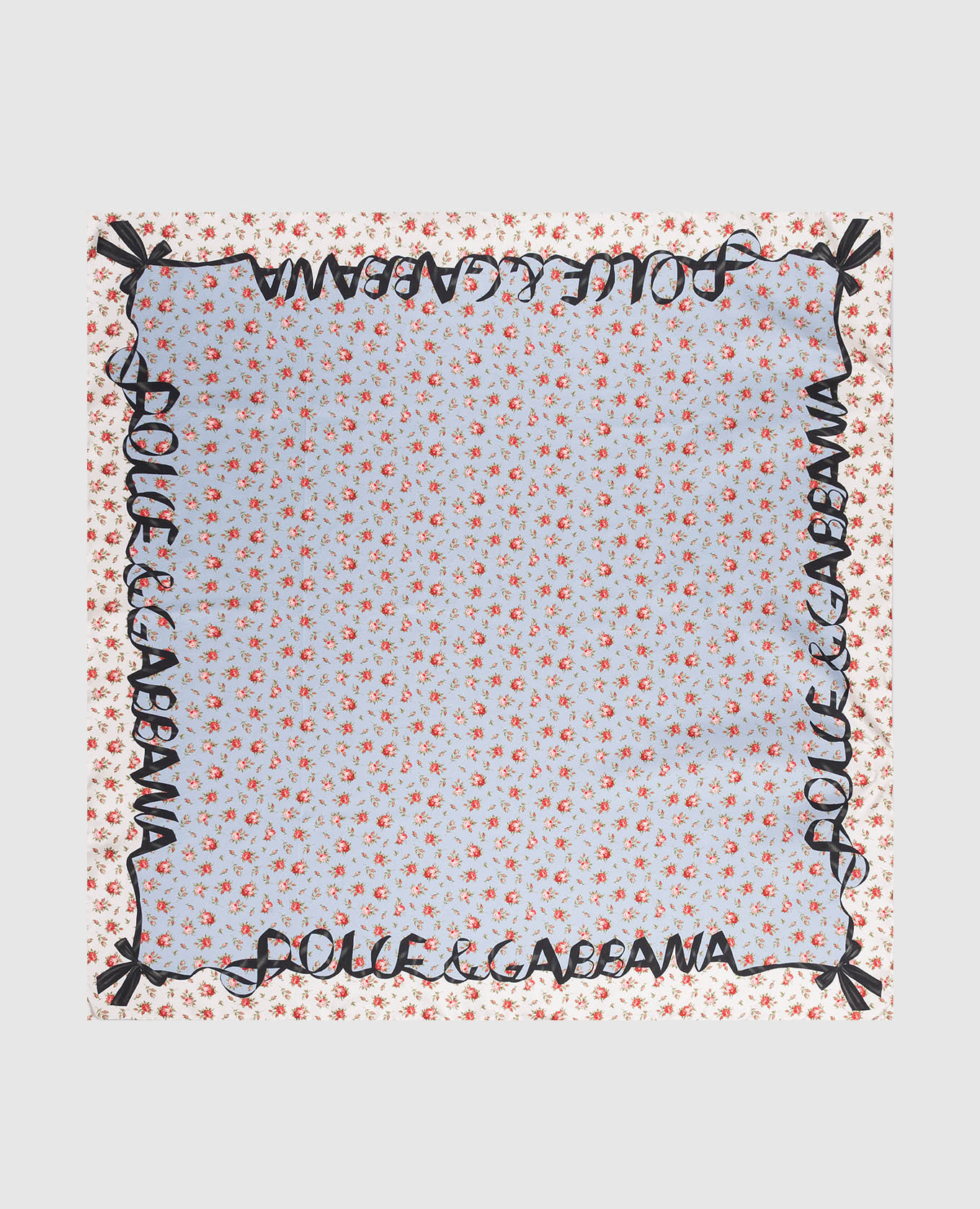

Blue silk scarf with rose print Dolce&Gabbana, Light blue