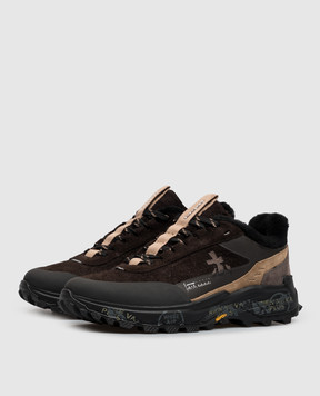 Premiata Brown Devin combination sneakers with fur DEVIN