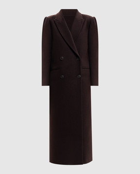 Twinset Brown double-breasted coat with wool 262TP2450