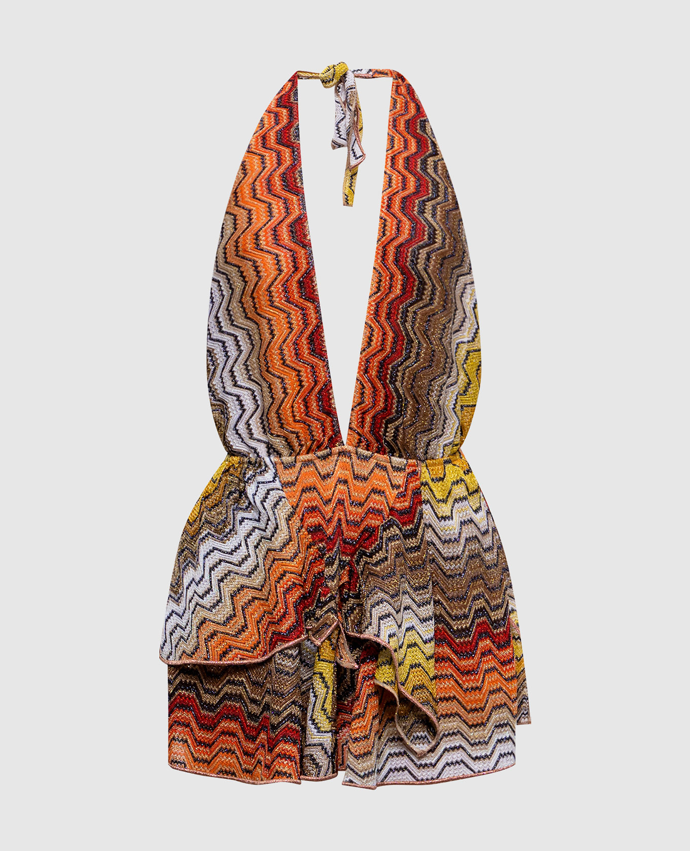 Open-back dress in a lurex pattern