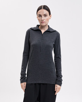 Y`S Yamamoto Gray wool zipper jumper YWB02116