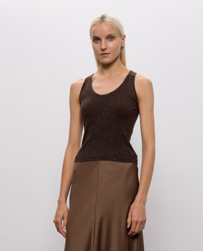 Brunello Cucinelli Brown ribbed cashmere top M9A822220