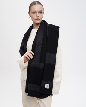 Toteme Black alpaca wool scarf with logo 254WSC0115FB0510