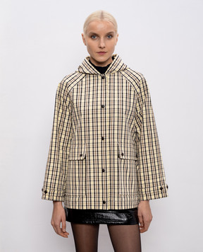 Yves Salomon Army Beige checked jacket 26EFV02670L10W