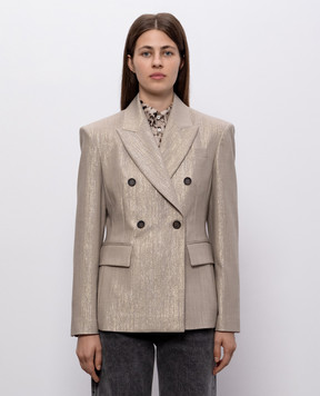 Brunello Cucinelli Beige double-breasted jacket with lurex MG5177241P