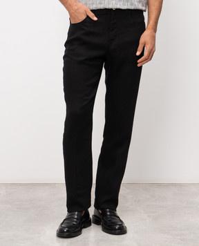 Stefano Ricci Black linen and silk pants M8T62B0190TXFIL