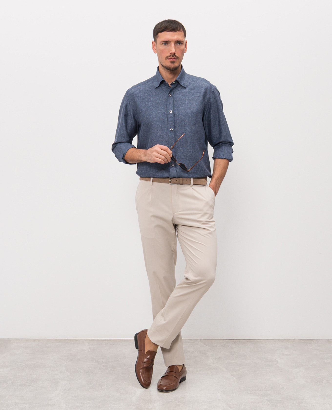 Blue shirt with linen Stefano Ricci 2