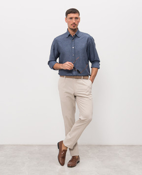 Stefano Ricci Blue shirt with linen MC007956R1964