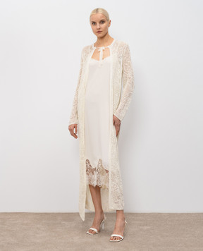 Fabiana Filippi Openwork elongated ivory cardigan with sequins MAD276F507D864