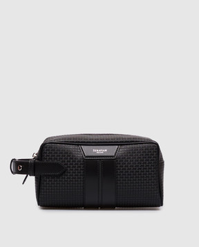 Serapian Black leather toiletry bag with logo SRSTSMML739524ACG2