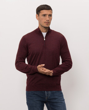 Brunello Cucinelli Burgundy cashmere, silk and linen jumper MSY00124