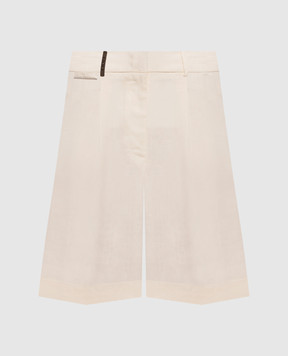 Peserico Ivory shorts with patch and chain P0432102647