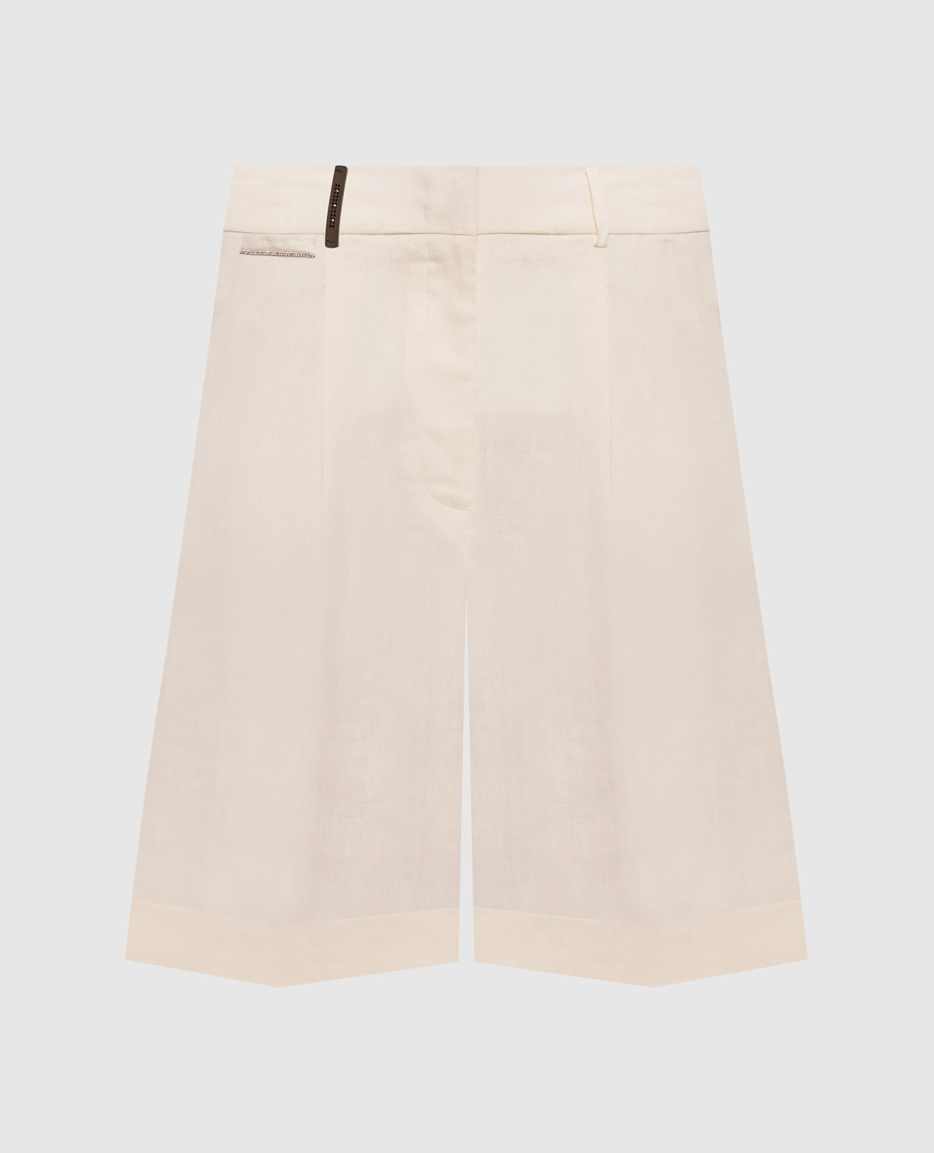 

Ivory shorts with patch and chain Peserico, Beige