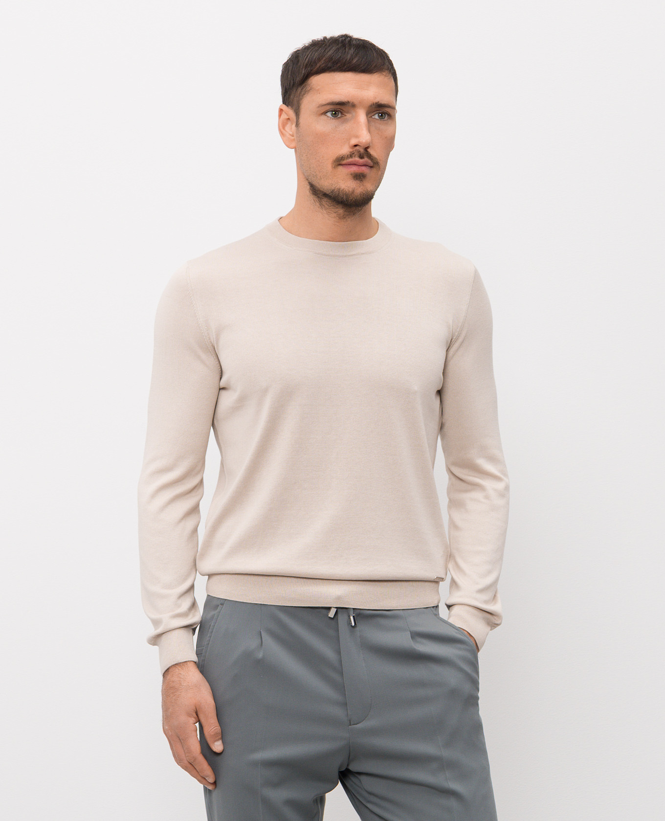 

Beige sweater with silk Enrico Mandelli