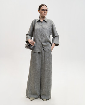 Peserico Gray linen shirt with monil chain S0649102600