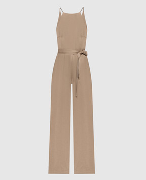 Peserico Beige jumpsuit with monil chain A02228A01943