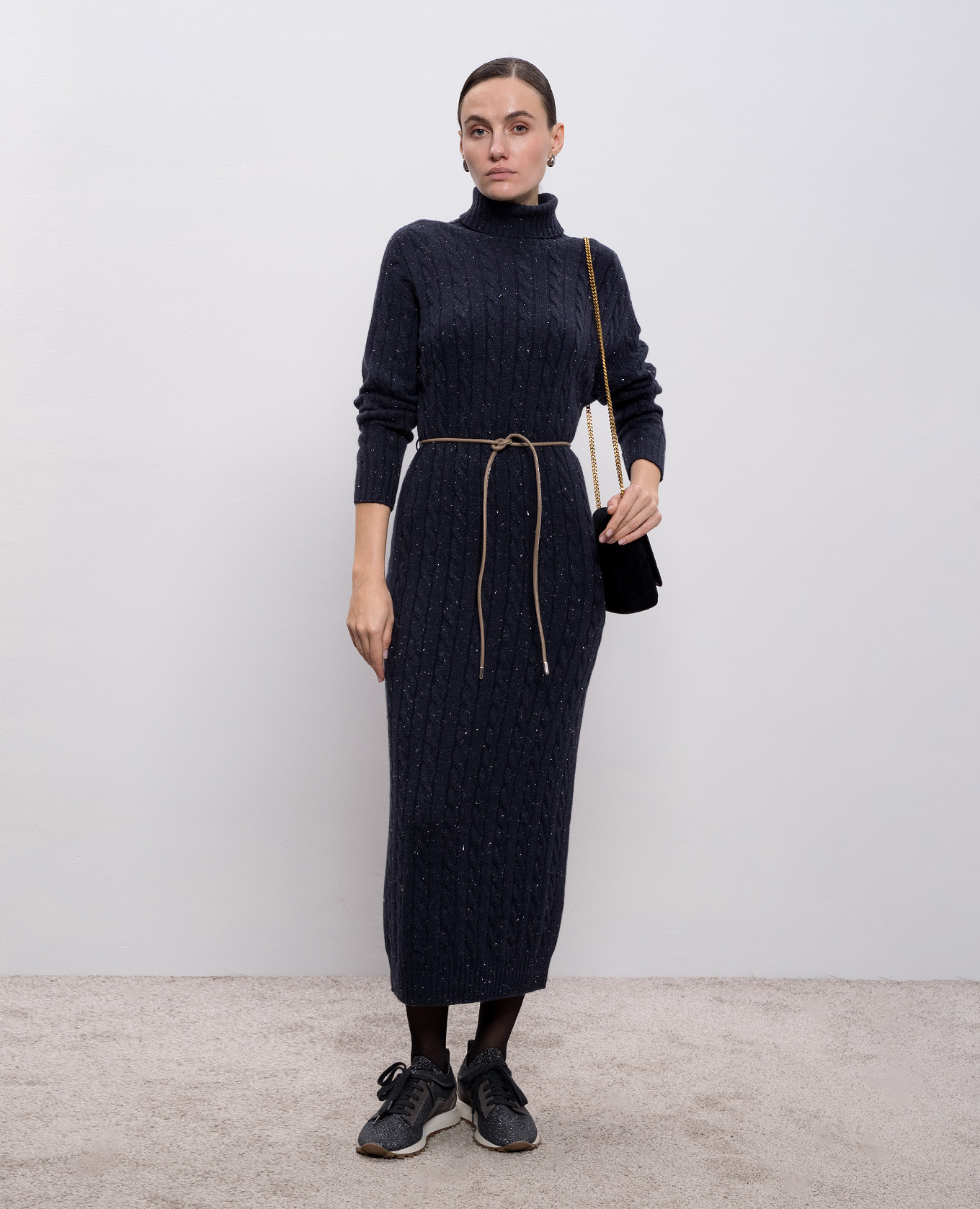 

Blue midi dress with wool and silk Peserico