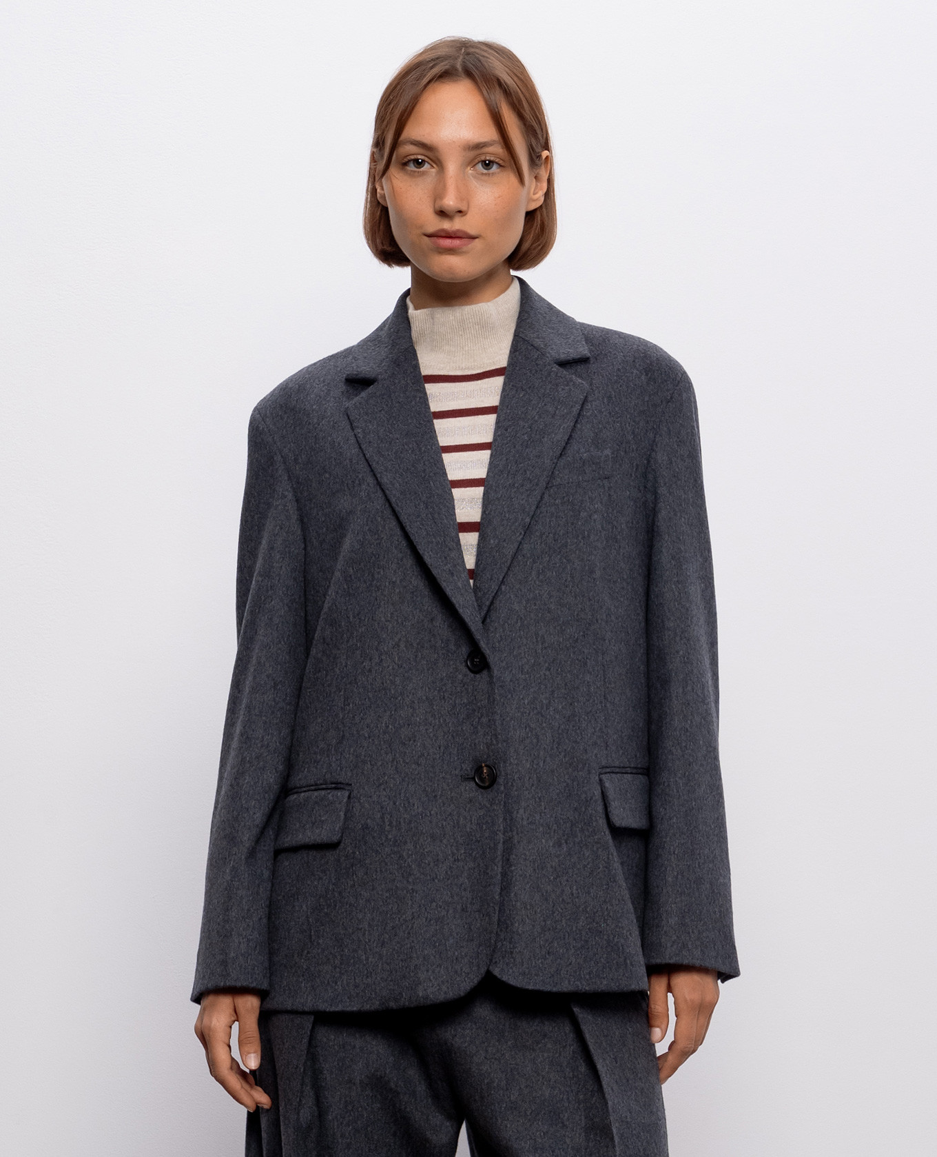 Gray wool jacket Brunello Cucinelli 3