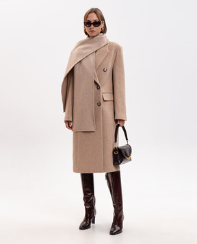 Twinset Beige double-breasted coat with wool 262LI2DBB