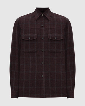 ISAIA Burgundy checkered shirt OSH01798158