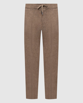 CAPOBIANCO Brown linen pants 20M811LL00