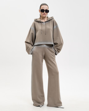 Off-White Brown Spray cropped hoodie with logo print 2BB06GS26FLE003