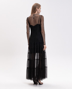 Twinset Black maxi dress with lurex 262TT2150