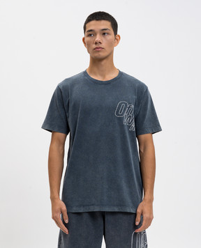 Off-White Blue t-shirt with logo print 44MAA027F5J00D