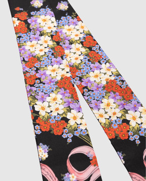 Dolce&Gabbana Black printed silk twill ribbon FS215AGDDLI