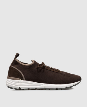 Peserico Brown combination sneakers with logo print R79081C0CC914